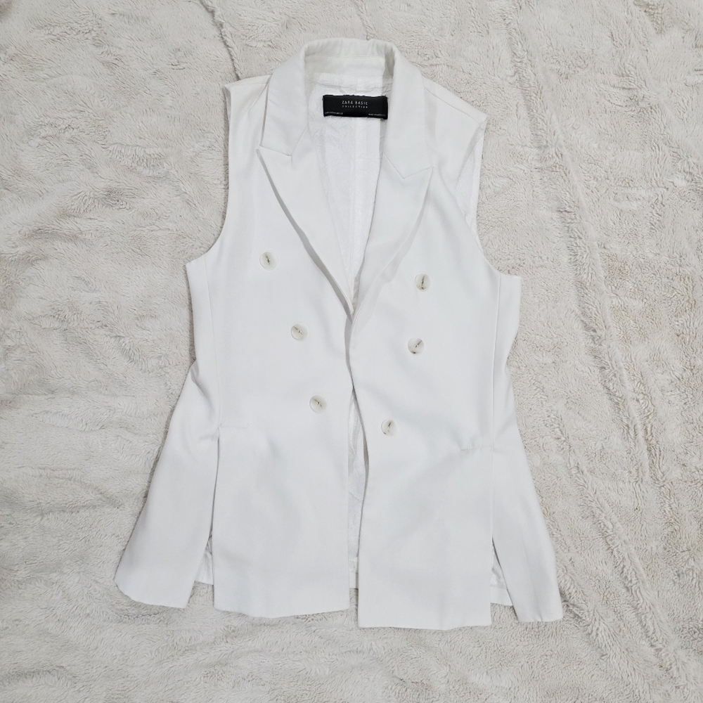 Zara Double-Breasted White Vest